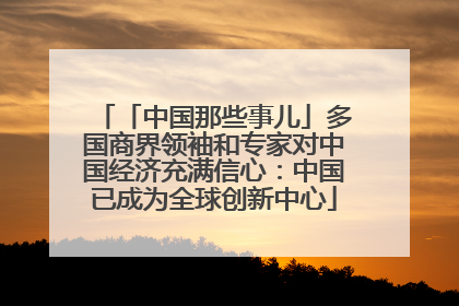 「中国那些事儿」多国商界领袖和专家对中国经济充满信心：中国已成为全球创新中心