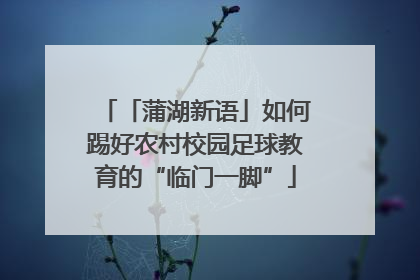 「蒲湖新语」如何踢好农村校园足球教育的“临门一脚”