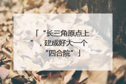 “长三角原点上”，建成好大一个“四合院”