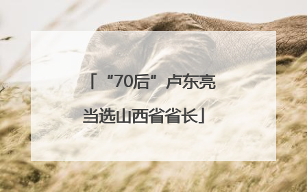 “70后”卢东亮当选山西省省长