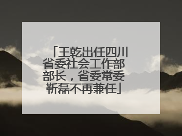 王乾出任四川省委社会工作部部长，省委常委靳磊不再兼任