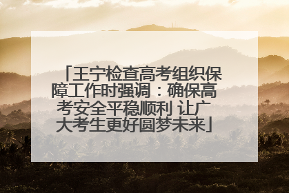 王宁检查高考组织保障工作时强调：确保高考安全平稳顺利 让广大考生更好圆梦未来