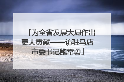 为全省发展大局作出更大贡献——访驻马店市委书记鲍常勇