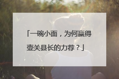 一碗小面，为何赢得壶关县长的力荐？