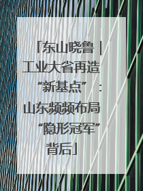 东山晓鲁｜工业大省再造“新基点”：山东频频布局“隐形冠军”背后