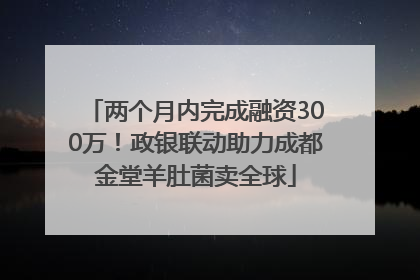 两个月内完成融资300万！政银联动助力成都金堂羊肚菌卖全球