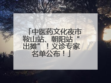 中医药文化夜市鞍山站、朝阳站“出摊”！义诊专家名单公布！