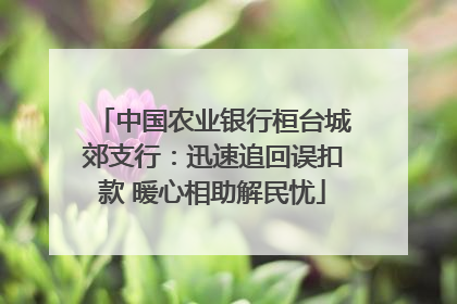中国农业银行桓台城郊支行：迅速追回误扣款 暖心相助解民忧