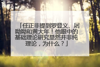 任正非提到罗登义、屠呦呦和黄大年！他眼中的基础理论研究显然并非纯理论，为什么？