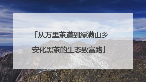 从万里茶道到绿满山乡 安化黑茶的生态致富路