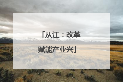 从江：改革赋能产业兴