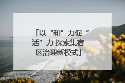 以“和”力促“活”力 探索集宿区治理新模式