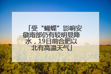 受“蝴蝶”影响安徽南部仍有较明显降水，19日前合肥以北有高温天气