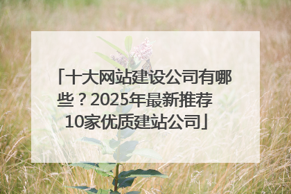 十大网站建设公司有哪些？2025年最新推荐10家优质建站公司