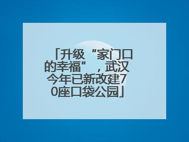 升级“家门口的幸福”，武汉今年已新改建70座口袋公园