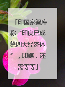 印国家智库称“印度已成第四大经济体”，印媒：还需等等
