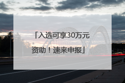 入选可享30万元资助！速来申报