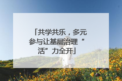 共学共乐，多元参与让基层治理“活”力全开