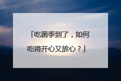 吃菌季到了，如何吃得开心又放心？