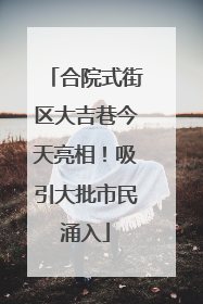 合院式街区大吉巷今天亮相！吸引大批市民涌入