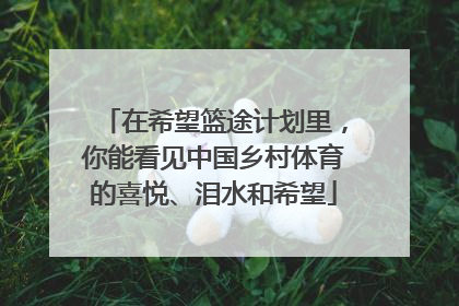 在希望篮途计划里，你能看见中国乡村体育的喜悦、泪水和希望