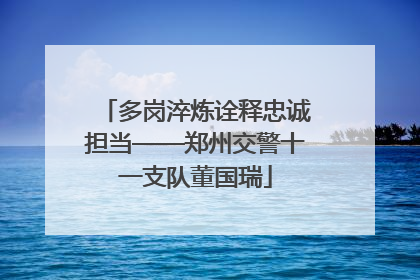 多岗淬炼诠释忠诚担当——郑州交警十一支队董国瑞