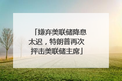 嫌弃美联储降息太迟，特朗普再次抨击美联储主席