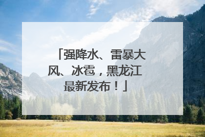 强降水、雷暴大风、冰雹，黑龙江最新发布！