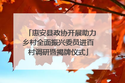 惠安县政协开展助力乡村全面振兴委员进百村调研暨揭牌仪式