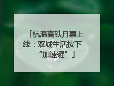 杭温高铁月票上线：双城生活按下“加速键”