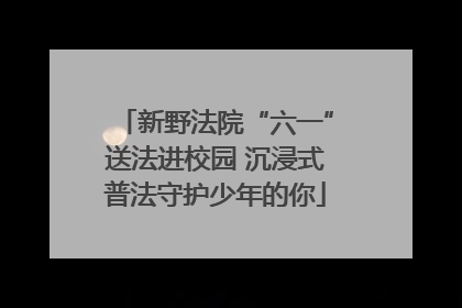 新野法院“六一”送法进校园 沉浸式普法守护少年的你
