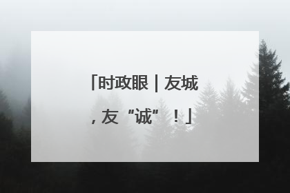 时政眼｜友城，友“诚”！