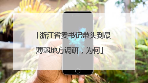 浙江省委书记带头到最薄弱地方调研，为何