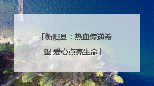 衡阳县：热血传递希望 爱心点亮生命