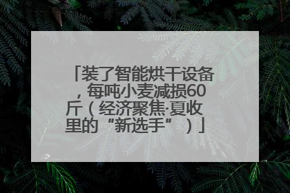 装了智能烘干设备，每吨小麦减损60斤（经济聚焦·夏收里的“新选手”）