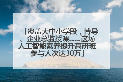 覆盖大中小学段，博导、企业总监授课……这场人工智能素养提升高研班参与人次达30万