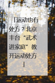 运动也有处方？北京丰台“武术进家庭”教开运动处方