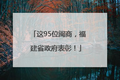 这95位闽商，福建省政府表彰！