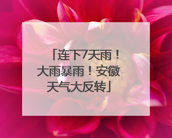 连下7天雨！大雨暴雨！安徽天气大反转