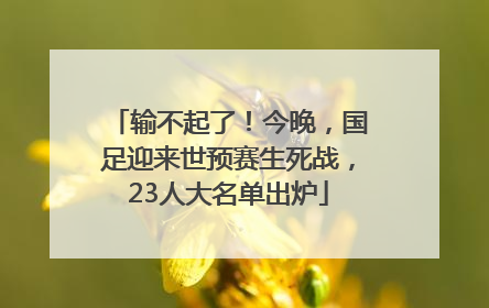 输不起了！今晚，国足迎来世预赛生死战，23人大名单出炉