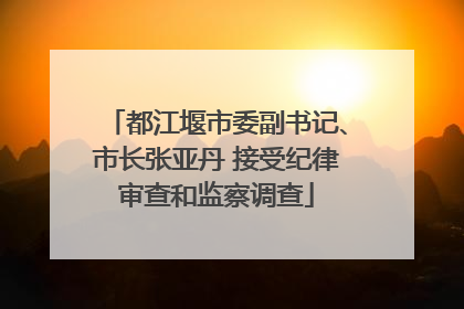 都江堰市委副书记、市长张亚丹 接受纪律审查和监察调查