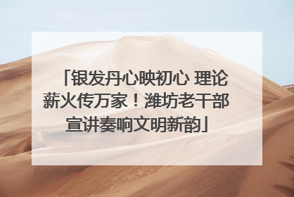 银发丹心映初心 理论薪火传万家！潍坊老干部宣讲奏响文明新韵