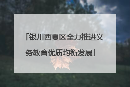 银川西夏区全力推进义务教育优质均衡发展