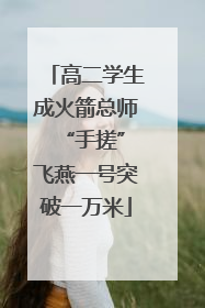 高二学生成火箭总师 “手搓”飞燕一号突破一万米