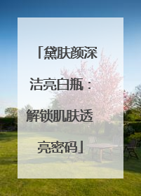 黛肤颜深洁亮白瓶：解锁肌肤透亮密码