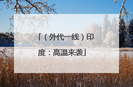 （外代一线）印度：高温来袭
