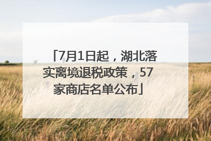7月1日起，湖北落实离境退税政策，57家商店名单公布