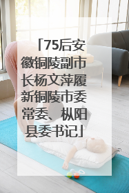 75后安徽铜陵副市长杨文萍履新铜陵市委常委、枞阳县委书记
